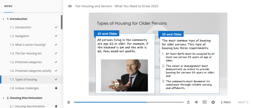 Fair Housing and Senior Living Online Course