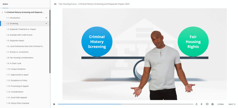 Fair Housing Focus Criminal History Screening and Disparate Impact Online Course
