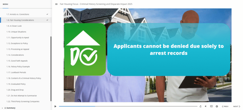 Fair Housing Focus Criminal History Screening and Disparate Impact Online Course
