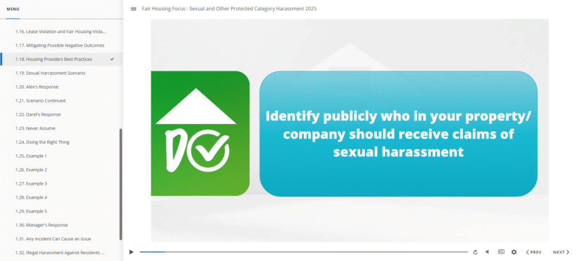 Fair Housing Focus Sexual and Other Protected Category Harassment Online Course