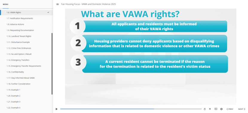 Fair Housing Focus VAWA and Domestic Violence Online Course