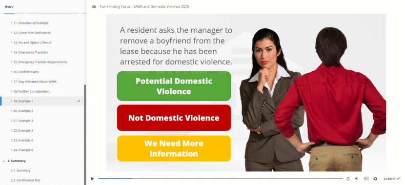 Fair Housing Focus VAWA and Domestic Violence Online Course