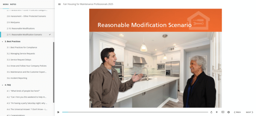 Fair Housing for Maintenance Professionals Online Course