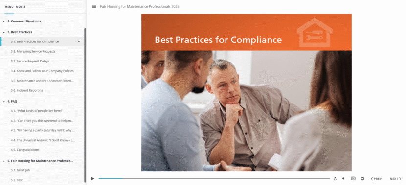 Fair Housing for Maintenance Professionals Online Course