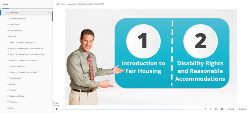 Fair Housing for Single Family Rentals Online Course