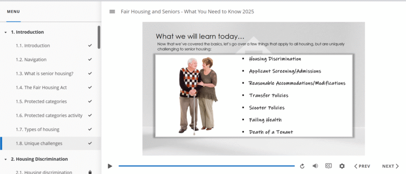Fair Housing and Senior Living Online Course